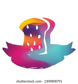 Rainbow Banner Vector Illustration of Bread Food. Graphic Design for Logo and T-shirt.