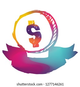 Rainbow Banner Vector Illustration of Business Money Dollar. Graphic Design for Logo and T-shirt. 