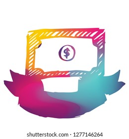Rainbow Banner Vector Illustration of Business Money Dollar. Graphic Design for Logo and T-shirt. 