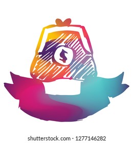 Rainbow Banner Vector Illustration of Business Money Dollar. Graphic Design for Logo and T-shirt. 