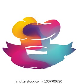 Rainbow Banner Vector Illustration of Chef Hat. Graphic Design for Logo and T-shirt.
