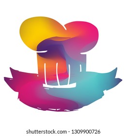 Rainbow Banner Vector Illustration of Chef Hat. Graphic Design for Logo and T-shirt.