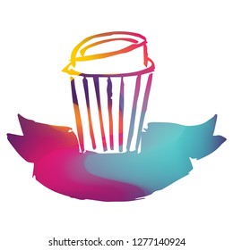 Rainbow Banner Vector Illustration of Coffee. Graphic Design for Logo and T-shirt. 