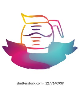 Rainbow Banner Vector Illustration of Coffee. Graphic Design for Logo and T-shirt. 