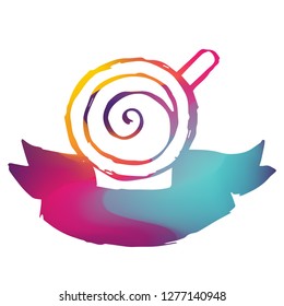 Rainbow Banner Vector Illustration of Coffee. Graphic Design for Logo and T-shirt. 