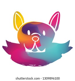 Rainbow Banner Vector Illustration of Dog Animal. Graphic Design for Logo and T-shirt.