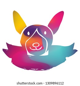 Rainbow Banner Vector Illustration of Dog Animal. Graphic Design for Logo and T-shirt.