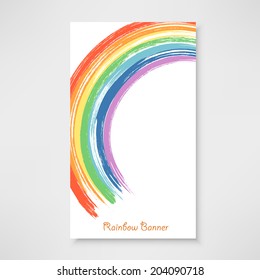 Rainbow Banner.  Vector Watercolor Rainbow Background 