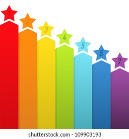 Rainbow banners with numbers. Vector illustration.