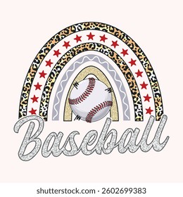 Rainbow Baseball Sublimation, Craft, vector t-shirt design