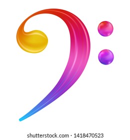 Rainbow Bass Clef Musical Note . Colorful Gradient Icon