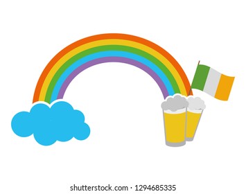 rainbow beers and flag happy st patricks day vector illustration