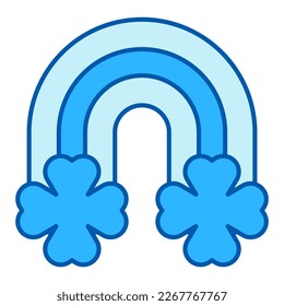 Regenbogen zwischen Kleeblatten - Symbol, Illustration auf weißem Hintergrund, ähnlicher Stil