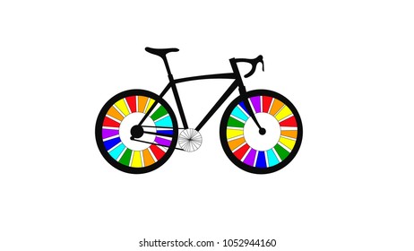rainbow bicycle vector