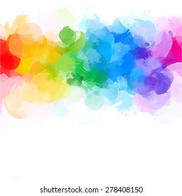 Rainbow big round brush strokes background. Vector version