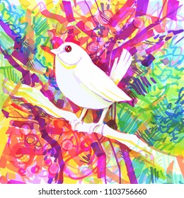 rainbow bird with a colourful background