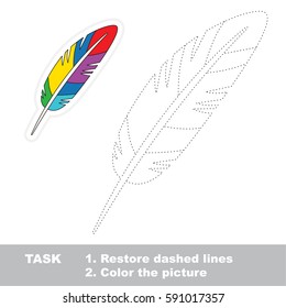Rainbow Bird Feather. Dot to dot educational tracing game for preschool kids.