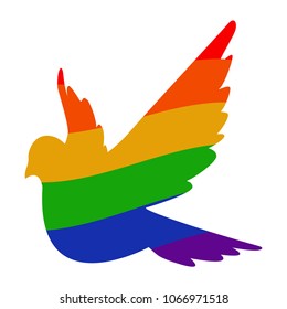 Rainbow bird of freedom. The symbol is LGBT. vector icon
