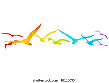 Rainbow birds border for Your design