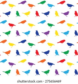 Rainbow birds seamless pattern, vector illustration, isolated birds