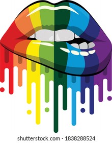 Rainbow bite lip LGBT for print