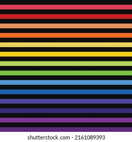 Rainbow and black colored horizontal stripes seamless pattern. Perfect for textile, fabric, wallpaper and backgrounds. Summer pattern for kids.