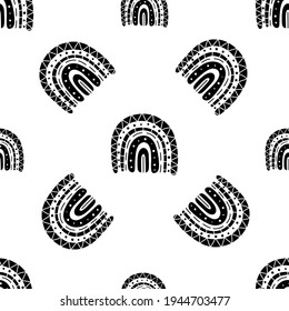 Rainbow black and white pattern. Black rainbow pattern. Hand-drawn vector illustration in a minimalistic Scandinavian style