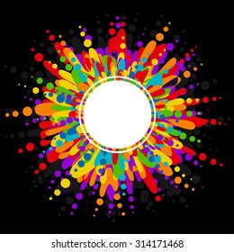 rainbow Blob frame - ink spot illustration.