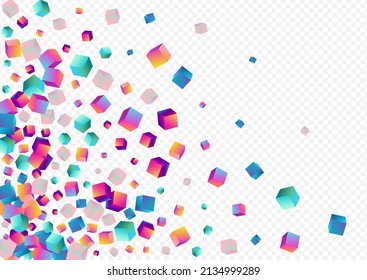 Rainbow Block Vector Transparent Background. Multicolored Perspective Brick Image. Abstract Rhombus Presentation. Gradient Element Style Wallpaper.