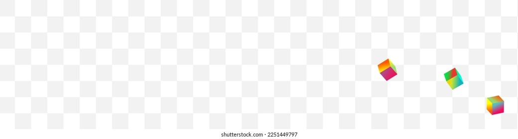 Rainbow Block Vector Transparent Panoramic Background. Iridescent Geometric Confetti Paper. Perspective Cube Template. Gradient Brick Shiny Image.