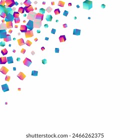 Rainbow Block Vector White Background. Iridescent Geometric Rhombus Brochure. Shiny Brick Presentation. Holographic Element Structure Wallpaper.