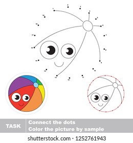 Rainbow Blow Air Ball smiley. Dot to dot educational game for kids.