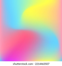 Rainbow Blue Green Color Curve Background. Happy Pastel Wavy Purple Liquid Gradient Background. Dynamic Blurred Water Yellow Multicolor Swirl Gradient Mesh. Neon Fluid Light Pink Blurry Texture.