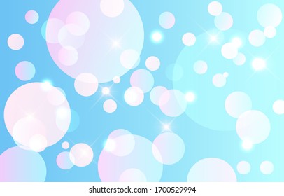 Rainbow Blue Pastellbokeh-Hintergrund. Tapete mit weichem Lichteffekt. Abstrakter Hintergrund Bokeh unscharf. Leuchtender Bokeh-Lichteffekt. Vektorillustration.