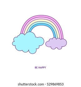 Rainbow with blue and purple clouds