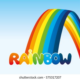 Rainbow in the blue sky.