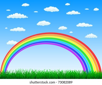 Rainbow Blue Sky Stock Vector (Royalty Free) 73082089 | Shutterstock