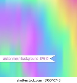 Rainbow blurred background, mesh hologram, vector EPS10