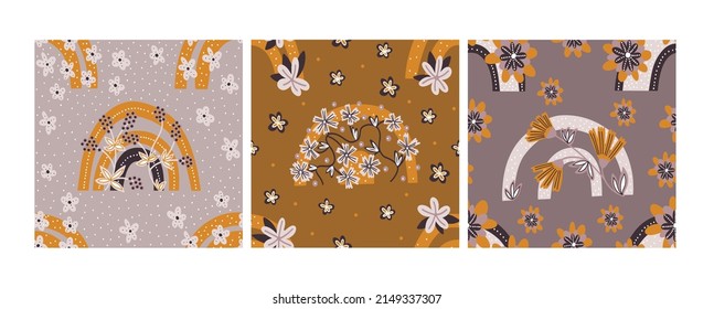 Rainbow boho flower pattern collection
