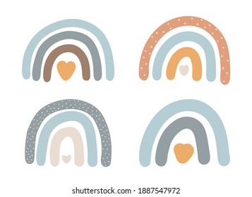 Rainbow boho print, abstract rainbow vector, nursery vector, abstract kids illustration, boho child design