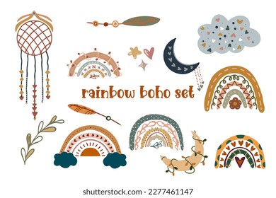 Rainbow boho set clip arts