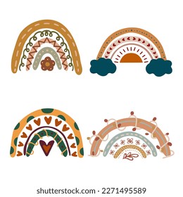 Rainbow boho set, sticker, clip art