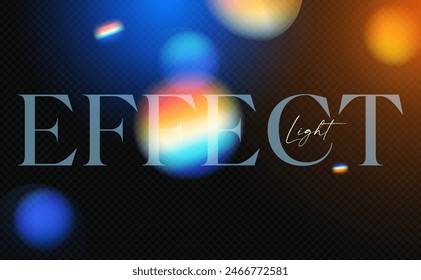 Rainbow bokeh light effect. Dispersion of beam. Sun light effect for immersion in atmosphere