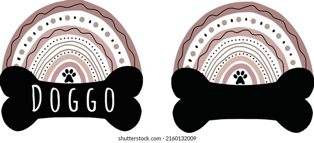 Rainbow with bone for dog, vector art