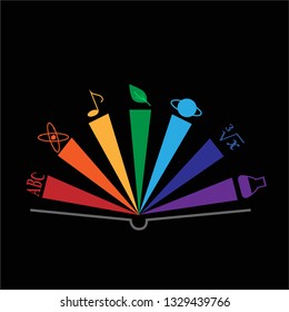 Rainbow book Subjects black background