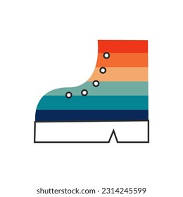 Rainbow boot. Happy pride symbol in lgbt flag colors. Gay queer element in retro vintage style. Vector flat illustration.