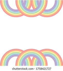rainbow border frame in vector flat style, gentle pastel cute element