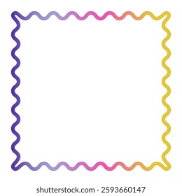 Rainbow border. Rectangle frame with scalloped edges. Vector on white background