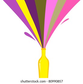 Rainbow bottle splash drink isolated on white. Vector