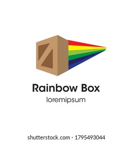 Símbolo del logotipo de la caja arco iris o diseño de plantilla de icono